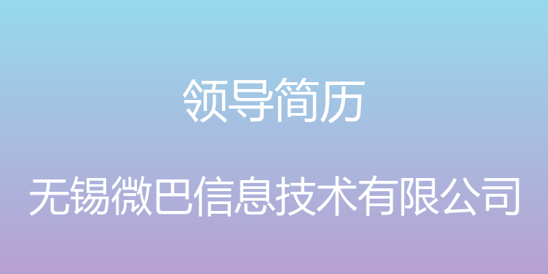 领导简历 - 无锡微巴信息技术有限公司