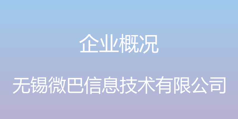 企业概况 - 无锡微巴信息技术有限公司